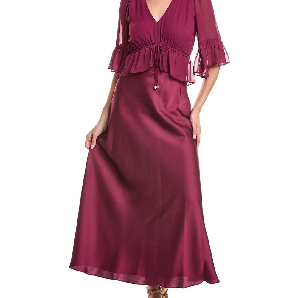 Maison Tara Deep Wine Maxi Dress